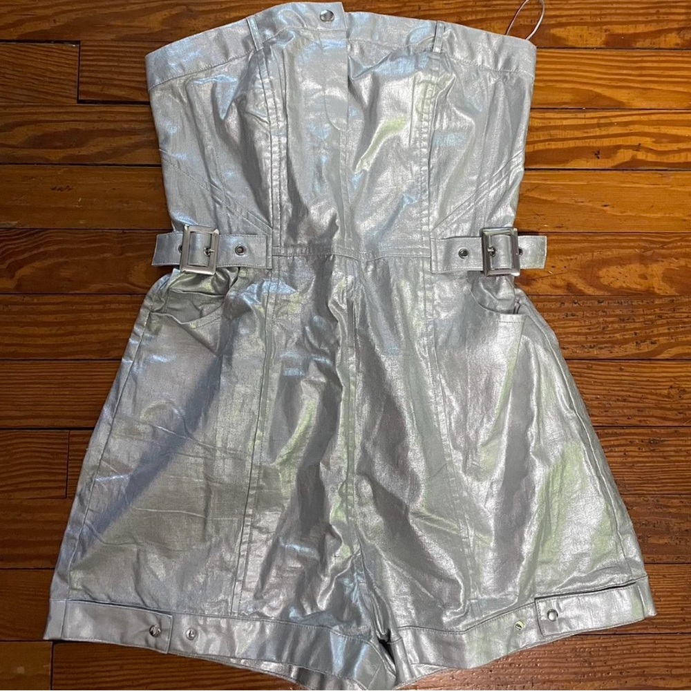 Silver Strapless Romper